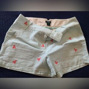 J CREW SEERSUCKER Shorts with Pink Accents